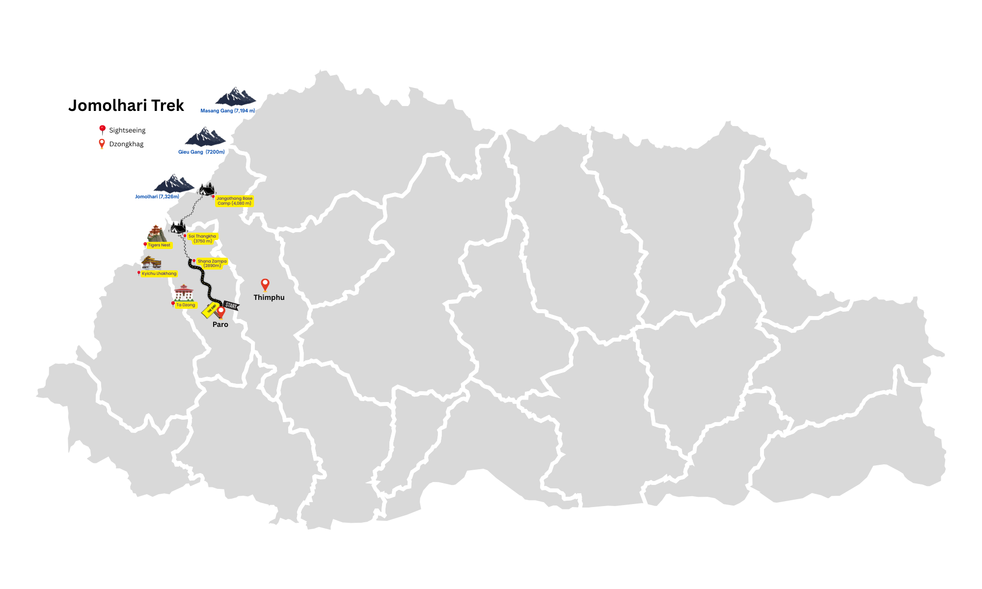 Jomolhari Trek Map