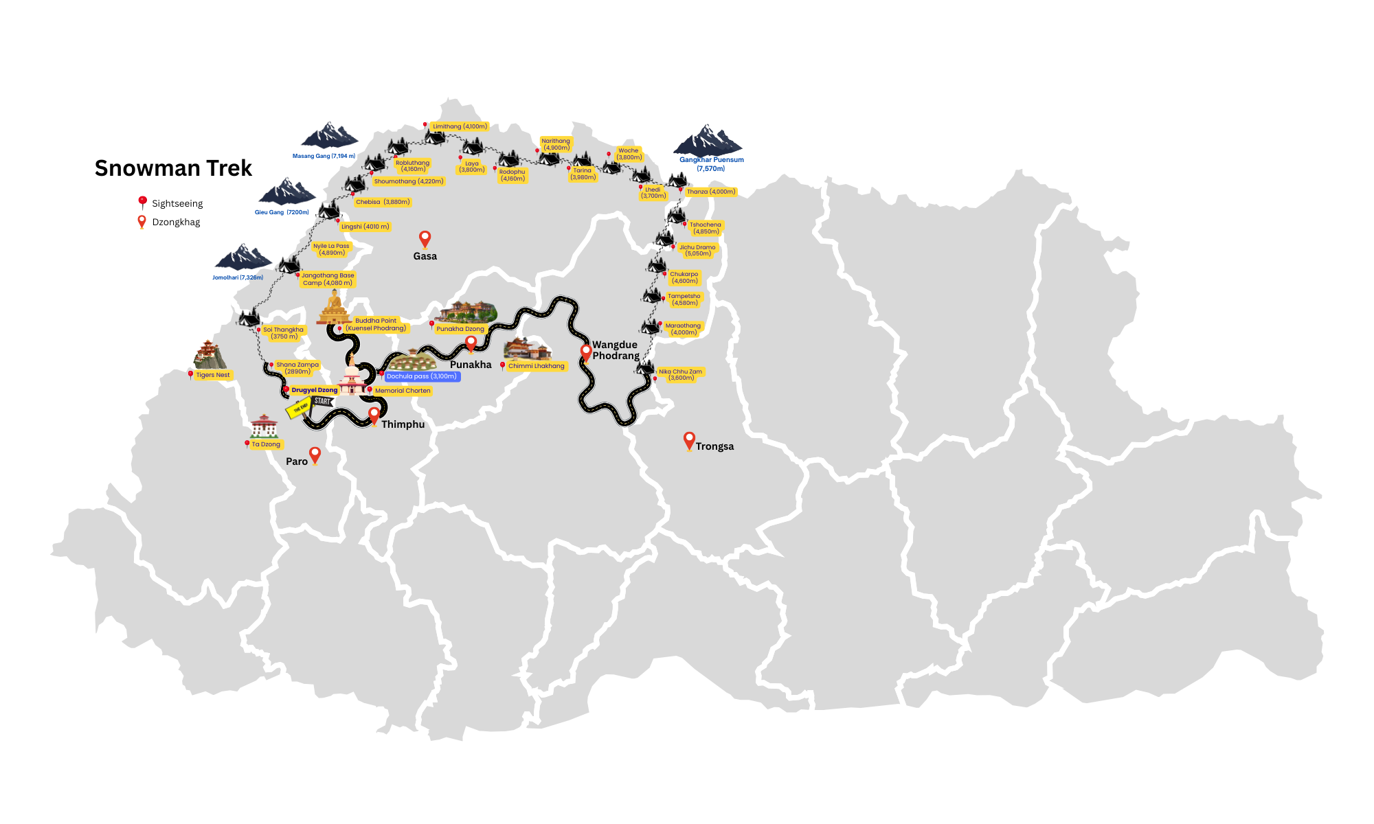 Snowman Trek Map