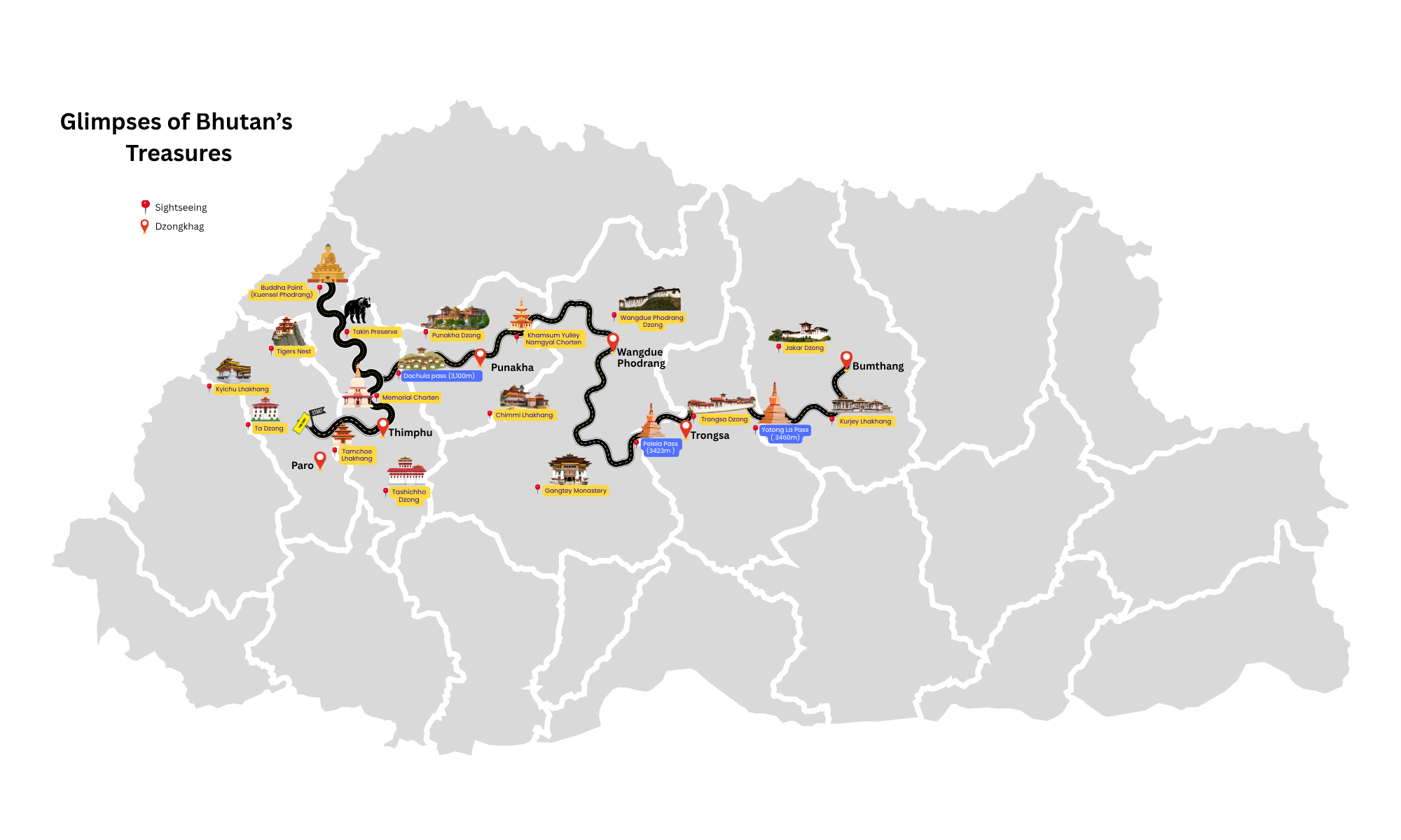 Bhutan Treasures Map