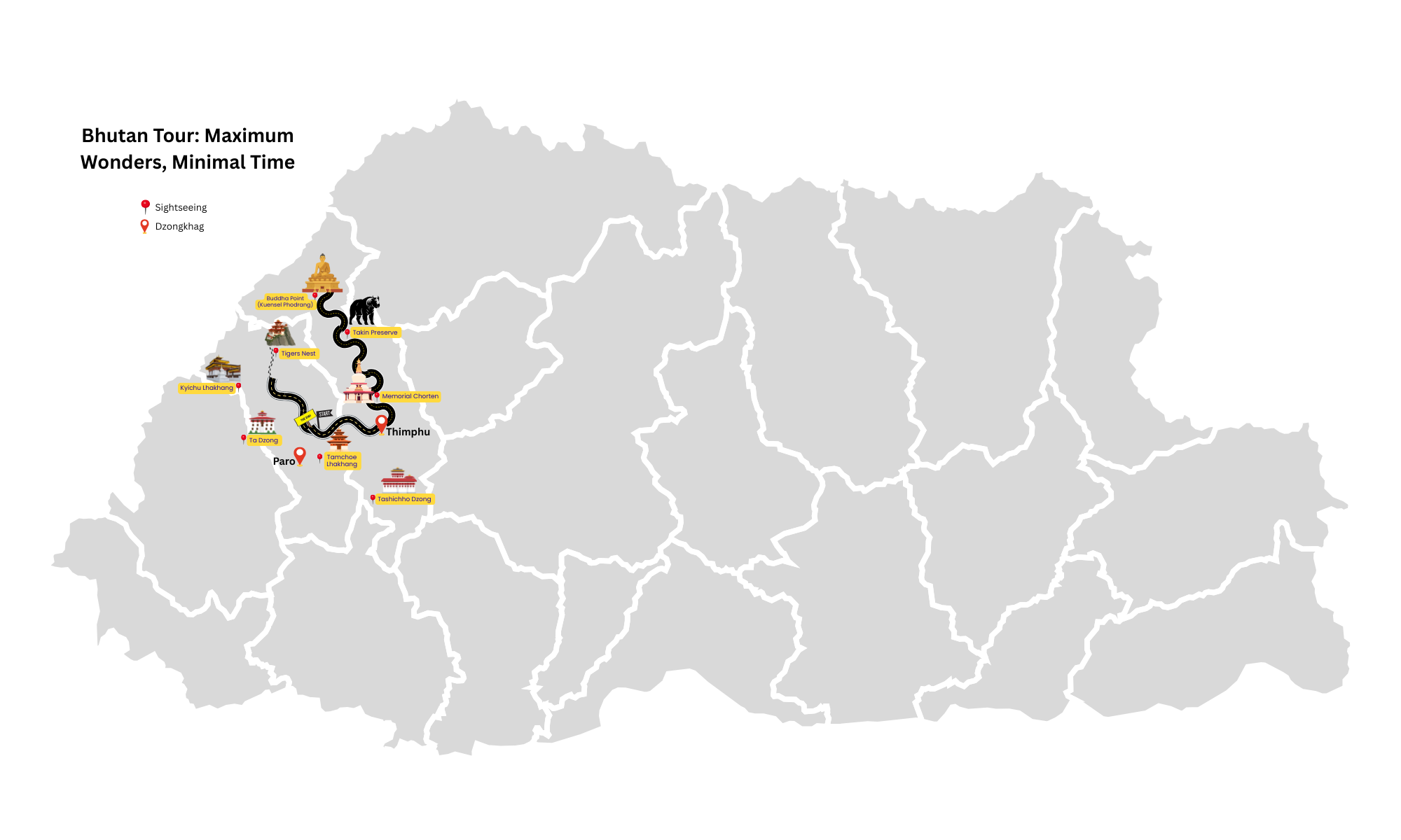 Bhutan Wonders Map