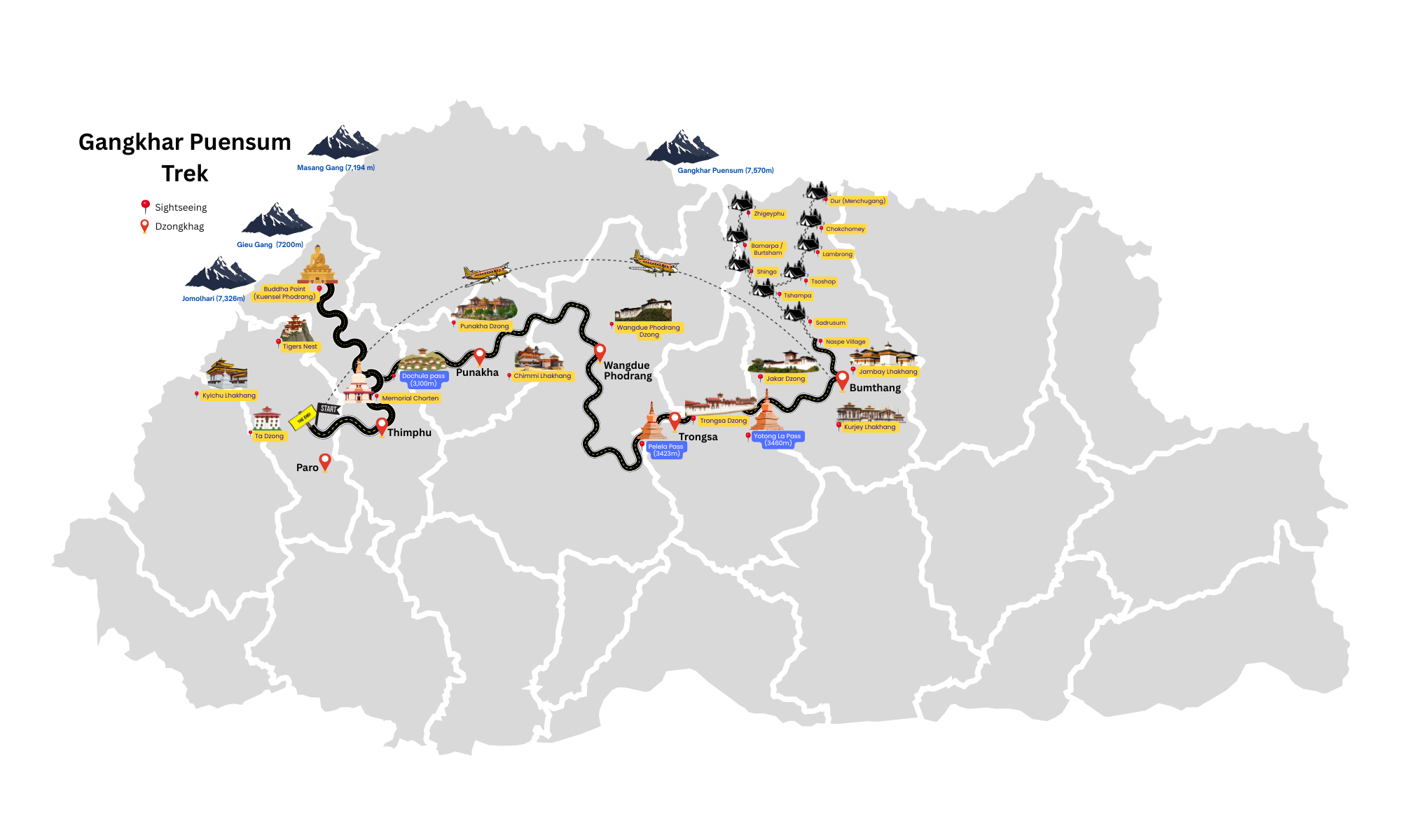 Gangkhar Puensum Map